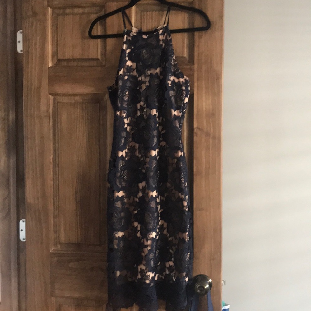 Navy lace nude underlay dress from Dainty Hooligan